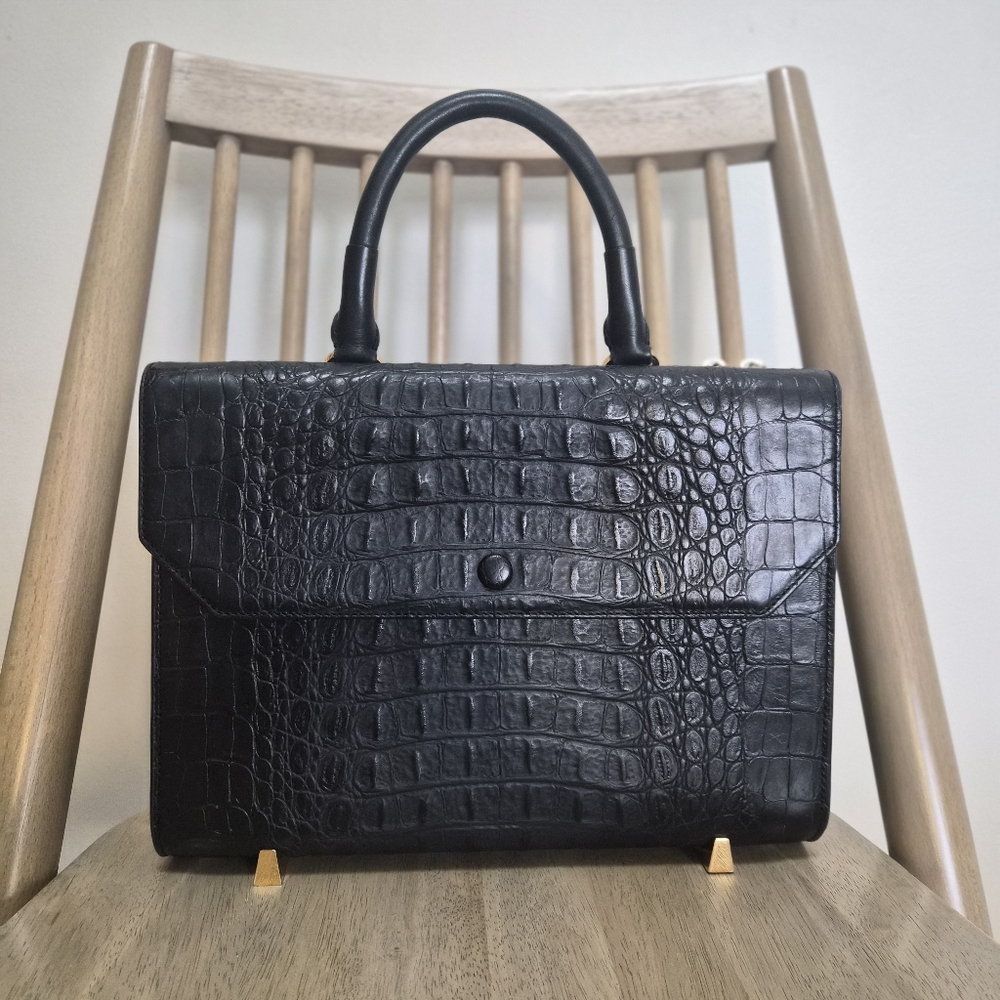 Alexander Wang Chastity Black Croc-Embossed Bag - Picture 2 of 11
